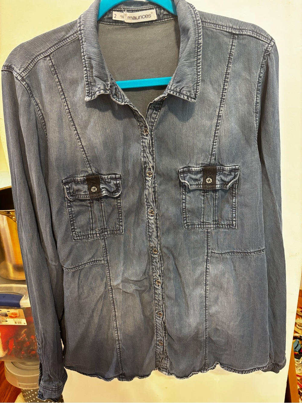Maurices Denim Shirt with White Brand Tag